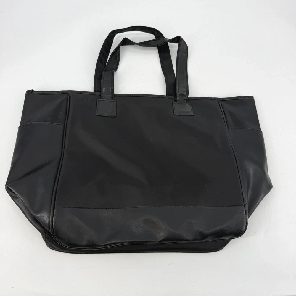 Chanel Beaute Black Nylon Tote Bag VIP Gift Large Shoulder Bag Travel Carryall